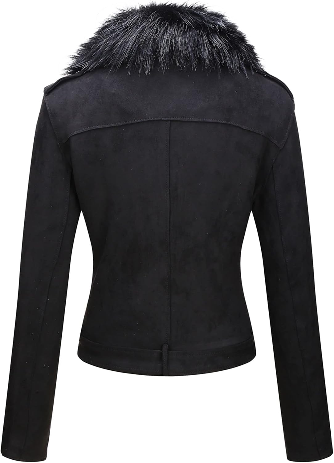 Bellivera Women Faux Suede Jacket Moto Biker Sherpa image 2