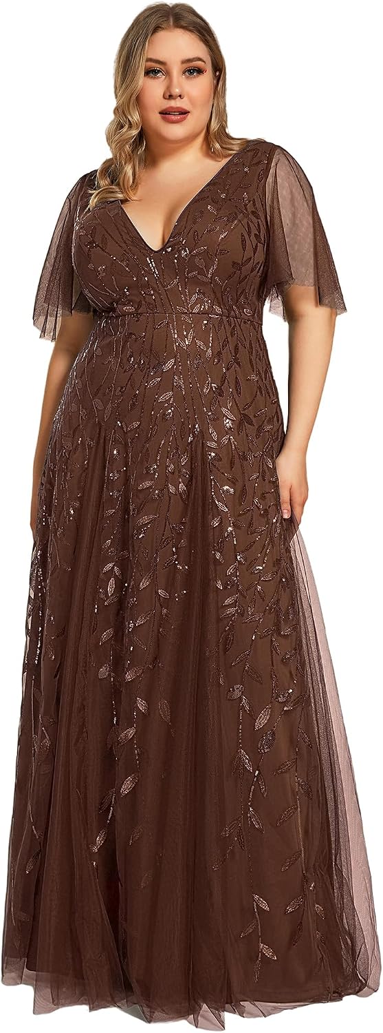 Sequin Plus Size Formal Dresses Evening Gown V image 1